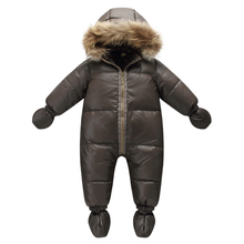 Зимняя брендовая куртка наивысшего качества модное Коричневое Пальто для младенцев 9 мес.-36 мес. зимняя одежда на 90% утином пуху зимний костюм для маленьких мальчиков с натуральным меховым капюшоном 2024 - купить недорого