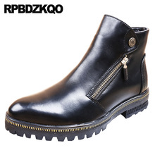 Botas masculinas plataforma volumosa de cano alto, sapatos pretos à prova d'água de cano alto da moda com zíper ponta fina para outono e inverno 2024 - compre barato