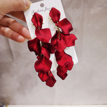 Pendientes de pétalos de flor de Nuevo rojo, pendientes de gota exagerados y grandes Super hermosa, delicados, elegantes y modernos que combinan con todo, 2019 2024 - compra barato