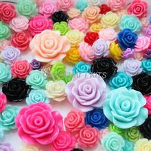 50 Uds. De varios tamaños, colores mezclados, 10mm-25mm, flores de resina, rosas, cabujón de base plana, kit decoden 2024 - compra barato