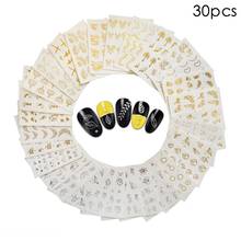 30Pcs/Pack Gold Silver 3D Nail Sticker Mixed Design Metalic Beauty Nail Art Decorations Stickers Manicure Nails Decal DIY Tips 2024 - buy cheap
