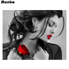 Wall Stickers 3d Diamond Embroidery Beautiful Woman 5d diy Diamond Painting rose Needlework Diamond Mosaic Home Decoration 2024 - buy cheap