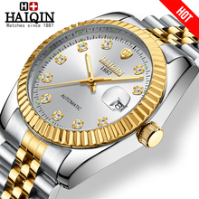 Haiqin relógio feminino dourado mecânico, relógio de pulso feminino de marca de luxo 2024 - compre barato