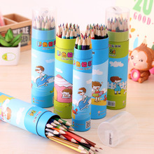 12/24/36pcs Box 17.5 Height HB Colorful Wooden Pencil with Plastic Sharpener Cover Painting Stationery Kids Pencil School Supply 2024 - buy cheap