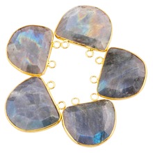 SUNYIK Labradorite Faceted Gem stone Connector Pendant Beads Jewelry 2024 - buy cheap