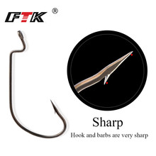 FTK Fishing Soft Worm Hooks 50Pcs/lot 5/0#-2# High Carbon Steel Wide Super Lock Fishhooks Lure Softjerk Hooks Fishing Tackle 2024 - buy cheap