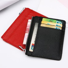 Genuine Leather ID Card Holder Large Wide Zipper Business Bank Credit Card ID Holder pocket Custom Gold Silver Engrave NAME LOGO 2024 - buy cheap