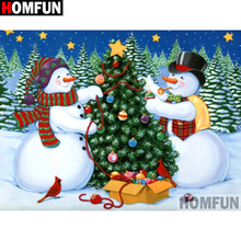 HOMFUN-pintura de diamante redondo/cuadrado completa, cuadro artesanal 5D, punto de cruz bordado de "Árbol de Navidad", decoración 3D para el hogar A11077 2024 - compra barato