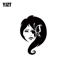 YJZT 9.7*14.3CM Sexy Elegant Butterfly Girl Fashion Style Cartoon Design Car Sticker Vinyl Decal Black/Silver C20-0757 2024 - buy cheap