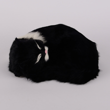 black sleeping simulation cat model plastic&fur creative white mouth cat doll gift 25x11x20cm a1078 2024 - buy cheap