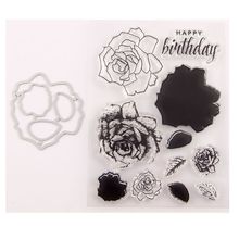 Flower Happy Birthday Seal Stamp With Cutting Dies Stencil Set DIY Scrapbooking Embossing Photo Album Decorative Paper Card Craf 2024 - buy cheap