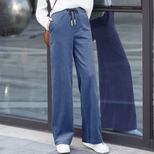 Повседневные женские синие свободные вельветовые брюки с высокой талией, осенние модные свободные брюки для женщин 2024 - купить недорого