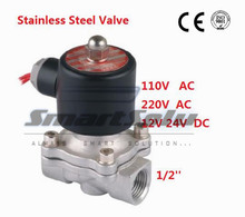Free Shipping 1/2" Stainless Steel Electric Solenoid Valve 12VDC Normally Closed for water 2S160-15 DC24V,AC110V or AC220V 2024 - buy cheap