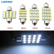 LEEWA 1pc White Auto LED Bulbs 31mm 36mm 39mm 41mm 16-SMD 1210/3528 Chip Festoon Dome Map Cargo Car LED Light  #CA1216 2024 - buy cheap
