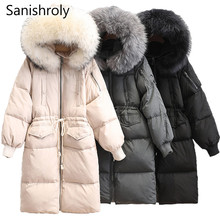 Sanishroly New Winter Women Long Outerwear Thicken White Duck Down Jacket Parka Female Big Fur Collar Hooded Coat Plus Size S654 2024 - buy cheap