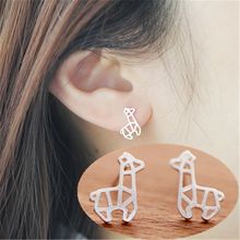 QIAMNI Lovely Wild Origami Deer Stud Earrings for Women Cute Sheep Animal Earrings Christmas Gifts Brincos Pendientes Charm 2024 - buy cheap