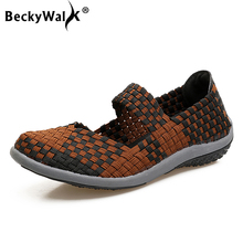 Туфли BeckyWalk женские на плоской подошве, плетеные балетки, дышащие кроссовки, прогулочная обувь, WSH2902, весна-лето 2024 - купить недорого