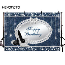 Denim and Diamond Backdrop Happy Birthday High Heel Birthday Party Photo Booth Photography Background Decoration 2024 - buy cheap