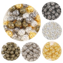 Abalorios de filigrana de bola hueca de 4, 6, 8, 10 y 12mm, cuentas de Metal de flores, abalorios para joyería DIY, accesorios para hacer joyas 2024 - compra barato