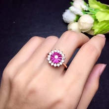 Anillo de topacio Natural, piedra preciosa rosa, color raro, corte de plata 925, estilo clásico 2024 - compra barato