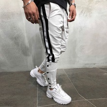 Pantalones de chándal con rayas laterales para hombre, ropa de calle ajustada, de cintura elástica, informal, Hip Hop, 3XL, oferta 2024 - compra barato