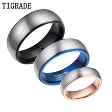 6MM High Polished Brushed Tungsten Carbide Ring Men Black Blue Rose Gold Inlay Domed Wedding Band Women Rings USA Dropshipping 2024 - buy cheap