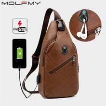 Men's Crossbody Bags Men's USB Chest Bag Designer Messenger bag Leather Shoulder Bags Diagonal Package 2019 New Back Pack Travel 2024 - buy cheap