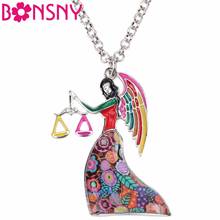 Bonsny Maxi Statement Metal Alloy Lucky Zodiac LIBRA Necklace Pendant Fashion Chain Choker 2018 New Enamel Jewelry For Women 2024 - buy cheap