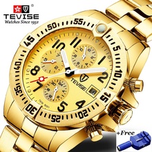 TEVISE Mechanical Watch Men Luxury Automatic Wristwatches  Waterproof Gold Full Stainless Steel Watch Clock Montre Homme 2024 - buy cheap