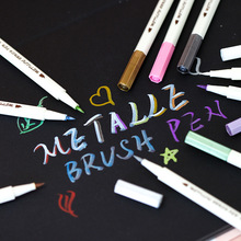 New 10 Colors Metallic Marker Pen Diy Scrapbooking Crafts Soft Brush Pen Art Marker Pen For Stationery School Office Supplies 2024 - buy cheap