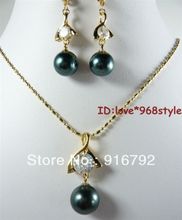 free shipping ******Women's New Fancy Genuine  Black Sea Shell Pearl Pendant Sway Earring 2024 - buy cheap
