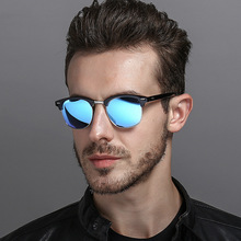 Поляризованные солнцезащитные очки [EL Malus] в круглой оправе для мужчин, серые, желтые, серебристые, красные, зеркальные солнцезащитные очки в стиле ретро 2024 - купить недорого