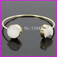 New Design! 5PCS Gold color Nature White Druzy Geode Quartz Gem Cuff Bangle Bracelet with Drusy Stone Charm Bracelet 2024 - buy cheap
