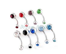 Free Shipping Navel Piercing Hot Sell Double Belly Ring Jewelry Body  60pcs/lot Mixed color 2024 - buy cheap