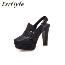 ESRFIYFE-Sandalias de plataforma para mujer, zapatos de tacón superalto con punta redonda, Sexy, con correa trasera, para primavera y verano, 2021 2024 - compra barato