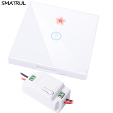 SMATRUL 1 quadrilha inteligente Tela De Vidro sensível ao toque Interruptor de Luz Sem Fio RF Controle Remoto 433MHZ botão do Painel de Parede 110V 220V conduziu a Lâmpada 2024 - compre barato