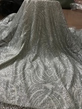 Модное серебряное французское Сетчатое блестящее Африканское вышитое кружево для вечернего платья 2024 - купить недорого
