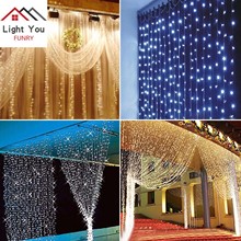 Cordão de luz 600led para cortinas, 6x3 metros, regulamento de europeu, 220v, à prova d'água, decorativo 2024 - compre barato