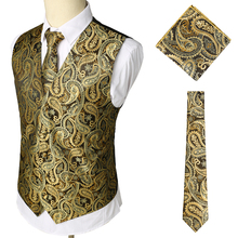 Covrlge colete jacquard masculino, conjunto clássico de caxemira com lenço para festa, casamento, gravata, conjunto quadrado com bolso mwx037 2024 - compre barato