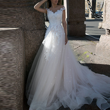 Romantic Lace Applique A Line Sequined Tulle Wedding Dresses Chapel Train Wedding Bridal Gowns 2021 Luxury вечерние платья 2024 - buy cheap