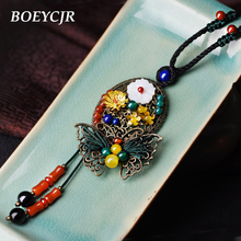 BOEYCJR Elegant & Retro Ethnic Natural Stone Necklace Handmade Jewelry Rope Chain Vintage Pendant Necklace for Women Gift  2024 - buy cheap