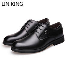 LIN KING Top Quality Genuine Leather Men Wedding Dress Shoes Lace Up Casual Man Oxfords Shoes Big Size Male Business Formal Shoe 2024 - buy cheap