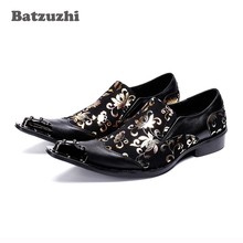 Batzuzhi Fashion Wedding Shoes Men Pointed Metal Tip Black Formal Dress Shoes Oxfords zapatos de hombre Party, Business Shoes! 2024 - buy cheap
