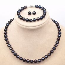 Abalorios Jew.657 a, conjuntos AA de 9-10mm, collar de perlas blancas, pulseras y pendientes 2024 - compra barato