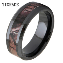 TIGRADE 8mm Black Ceramic Ring Women Camo Inlay Wedding Bands Engagement Rings For Men Fashion Finger Female Jewelry 2024 - buy cheap