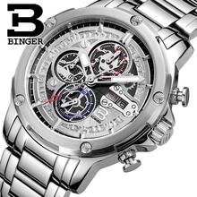 Switzerland men's watch luxury brand clock BINGER Quartz men watches full stainless steel Chronograph Diver glowwatch B6009-1 2024 - buy cheap