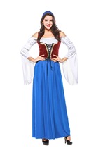 New Oktoberfest Costume Women sexy off shoulder Long Blue Dress Bavarian Beer maid Fancy German Dirndl Dress S-2XL 2024 - buy cheap