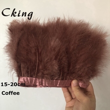 Cking 10 meters Coffee Dyed Turkey Marabou Plume Feather Fringe/Ribbon/Trim 15-20cm 6-8inches 2024 - compre barato