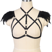 Sujetador Bondage con alas de plumas para mujer, lencería Rave, arnés corporal de plumas góticas Steampunk, para Festival de baile 2024 - compra barato