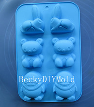 wholesale!! 1pcs Rabbit Bear Penguin Green Good Quality 100% Food Grade Silicone Cake/Pudding/Jelly Bakeware DIY mold 2024 - buy cheap